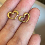 Open Heart Stud Earrings - 10k Gold - Vintage