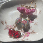 Bird Berry Earrings - Lampwork Beads - Goldfilled - Handmade