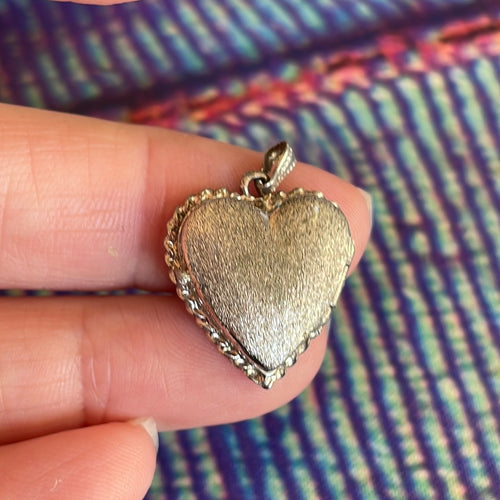 Heart Locket - Brushed Sterling Silver - Vintage locket
