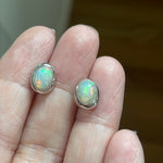 Opal Earrings - Sterling Silver - Vintage