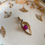 spinel-diamond-leaf-pendant-14k-gold-vintage