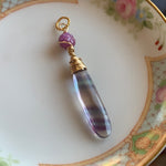 Fluorite Pendant - Pink Sapphire Flower - Gold Filled - Handmade