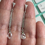 Crystal Drop Earrings - Sterling Silver - Vintage