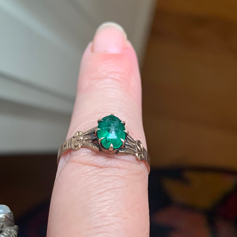 Pear Cut Lab Grown Emerald Engagement Ring, Vintage Design, Choose You –  INFINITYJEWELRY.COM