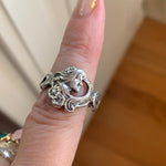 Goddess Ring - Ornate Scrolling Design - Sterling Silver - Vintage