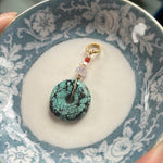 Turquoise Pendant - Moon Quartz, Pearl and Coral - Gold Filled - Handmade