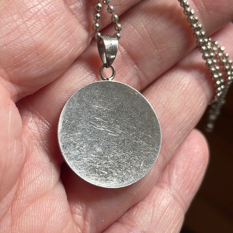 Engraved Flower Necklace - Sterling Silver - Vintage