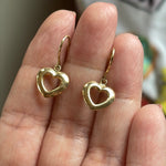 Openwork Heart Earrings - 14k Gold - Vintage
