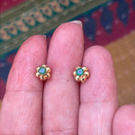 Emerald Flower Earrings - 14k Gold - Vintage