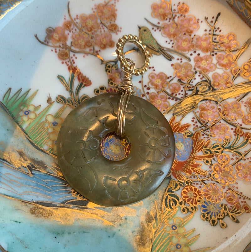 Turquoise Glass Flower Earrings - Opal Glass Hearts - Gold Filled - Handmade