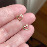 Openwork Heart Stud Earrings - 14k Gold - Vintage