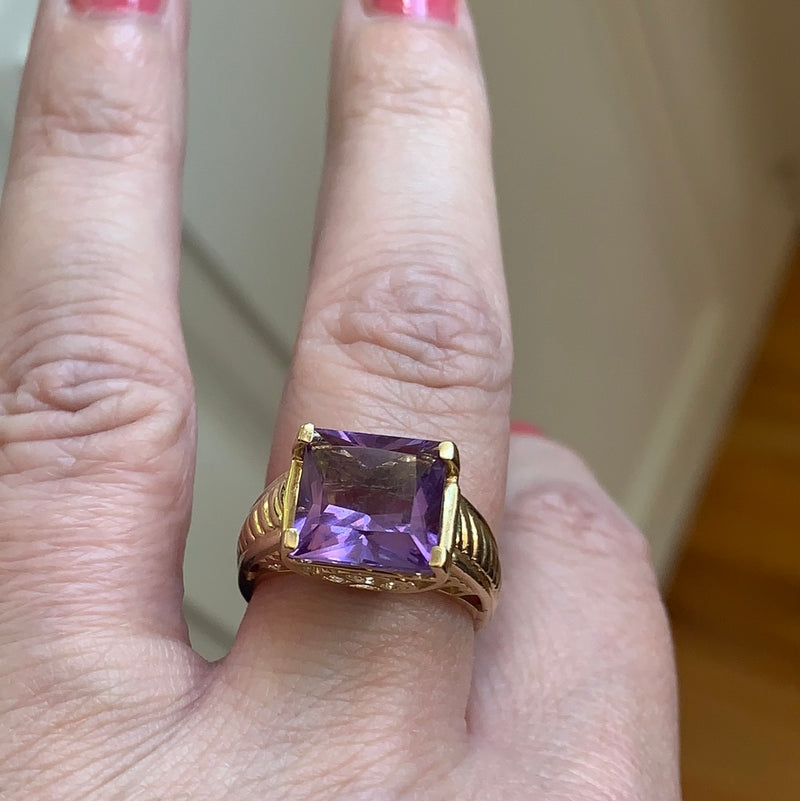 fauvirame Amethyst Square Ring / Gold