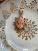 carved-coral-cameo-diamond-surround-14k-gold-vintage