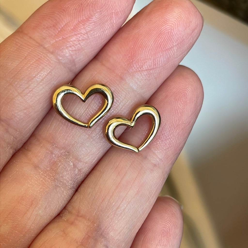 Open Heart Stud Earrings - 10k Gold - Vintage – Vintage