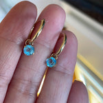 Blue Topaz Hoop Earrings - 14k Gold - Vintage