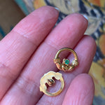 Emerald Claddagh Earrings - 14k Gold - Vintage