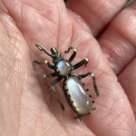Moonstone Bug Brooch - Sterling Silver - Vintage