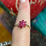 Ruby Flower Ring - 10k Gold - Vintage