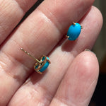 Turquoise Stud Earrings - 10k Gold - Vintage