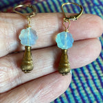 Sea Foam Flower Earrings - Glass - Vintage Beads - Handmade