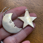 Moon Star Earrings - Sterling Silver - Vintage