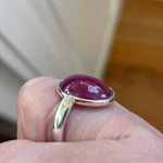 Ruby Cabochon Ring - Sterling Silver - Vintage