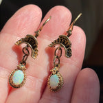Etruscan Opal Earrings - 14k Gold - Vintage