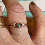 Emerald Heart Ring - 10k Gold - Vintage