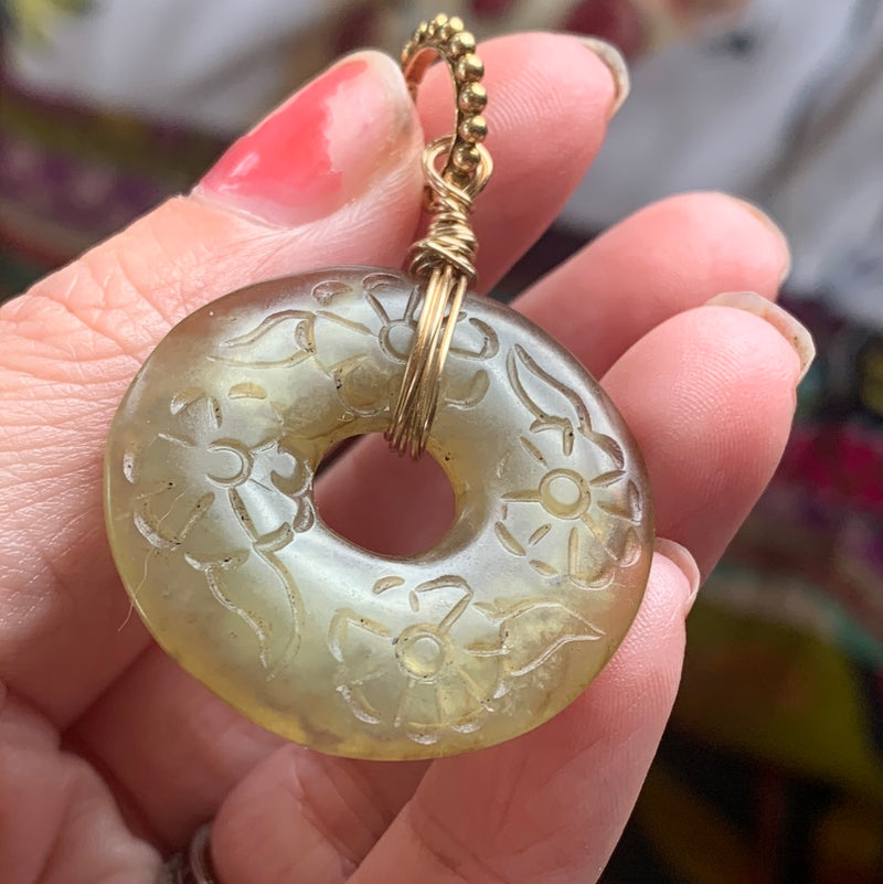 Turquoise Glass Flower Earrings - Opal Glass Hearts - Gold Filled - Handmade