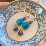 Morenci Turquoise Love Knot Earrings - Sterling Silver - Handmade Earrings