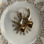 Heart Drop Earrings - 14k Gold - Vintage