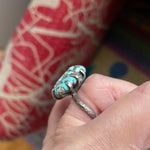 Turquoise Ring - Brutalist - Sterling Silver - Vintage