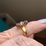 Moonstone Garnet Ring - 22k Gold - Vintage