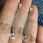 Crystal Drop Earrings - Sterling Silver - Vintage