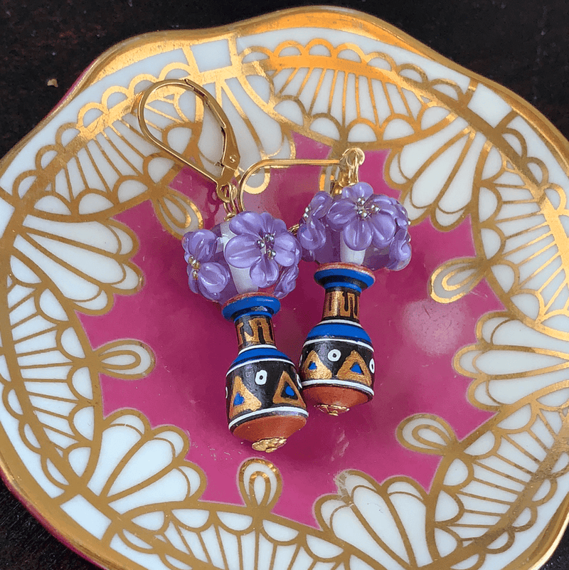 Flower Vase Earrings - Peruvian - Gold Filled - Handmade