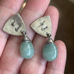Jade Earrings- Sterling Silver - Vintage