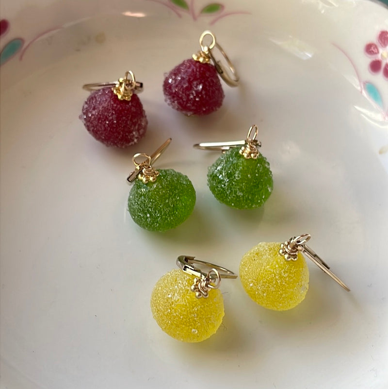 Glass Gum Drop Earrings - Gold Filled - Handmade