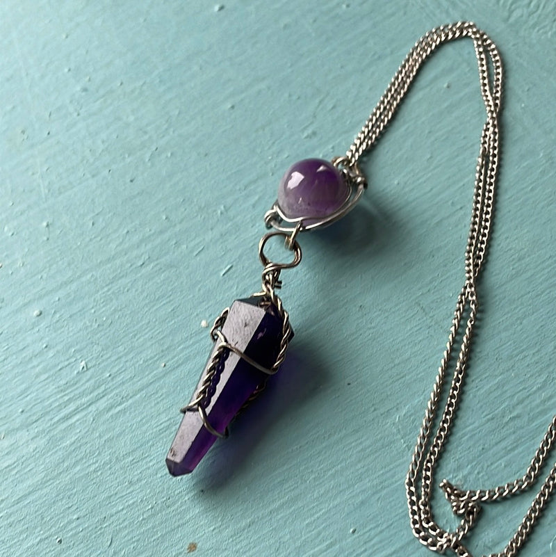Amethyst Orb and Point Pendant - Vintage