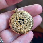 Engraved Flower Locket - Gold Filled - Vintage Locket