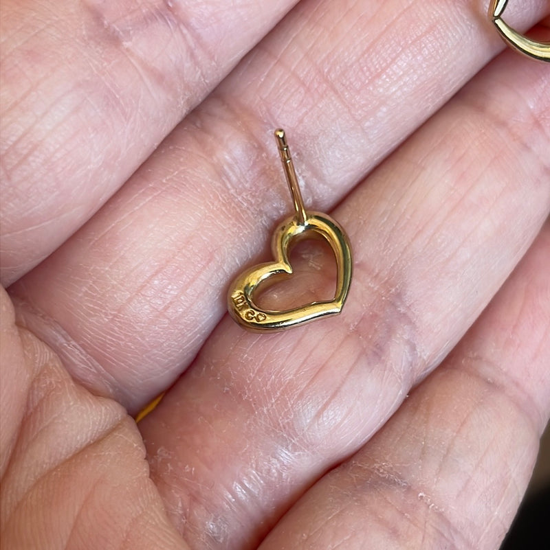 Open Heart Stud Earrings - 10k Gold - Vintage