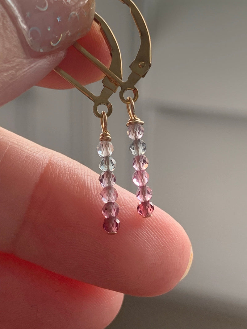 Purple Ombre Spinel Earrings - Gold Filled - Handmade