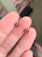 Ruby Flower Earrings - 9k Gold