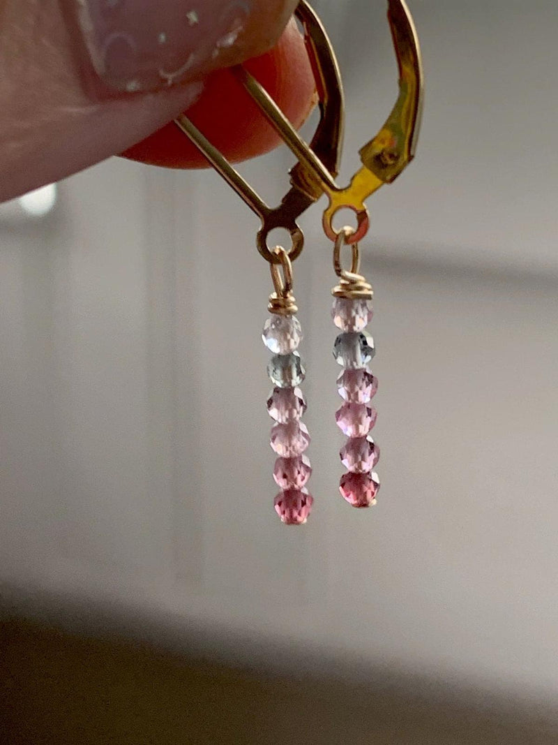 Purple Ombre Spinel Earrings - Gold Filled - Handmade
