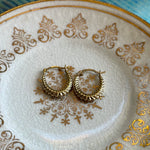 Dainty Laurel Leaf Hoop Earrings - 10k Gold - Vintage