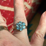 Blue Topaz Flower Ring - 9k Gold - Vintage