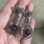 Ornate Earrings - Glass - Sterling Silver - Vintage