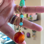 Carnelian Drop Earrings - Peruvian Opal and Chrysoprase - Gold Filled - Handmade