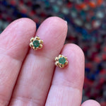 Emerald Flower Earrings - 14k Gold - Vintage