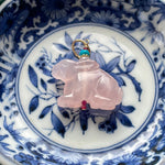 Rose Quartz Rabbit - Turquoise, Lavender Moon Quartz and Ruby - Gold Filled - Handmade