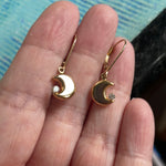 Puffy Moon Earrings - CZ - 14k Gold - Vintage